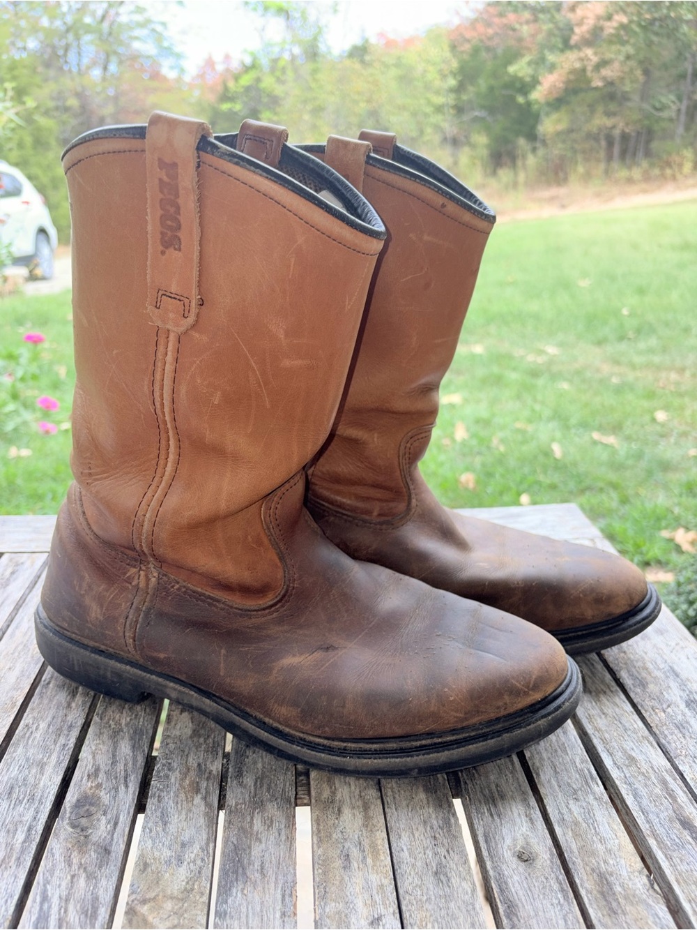 Vintage Redwing Pecos Western Well Worn Work Boots USA Leather